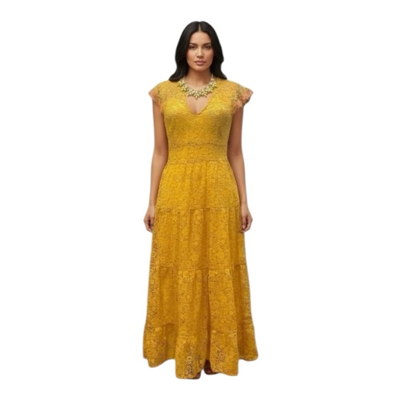 Pinko Dresses & Skirts - NWT PINKO Macramé Lace Midi Dress – Yellow Lace Dress – Luxury Italian Style